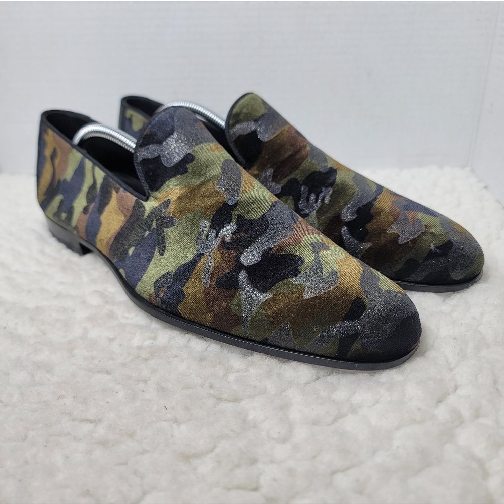 Magnanni Jareth Slip On Loafers 10.5 Men's Green Camo Suede Dress Shoes Spain.